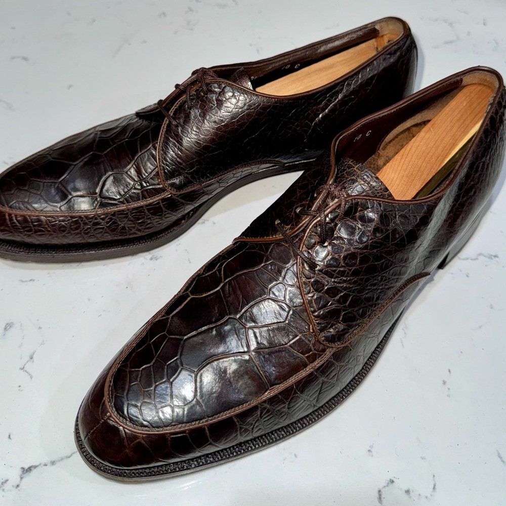 Sea turtle brown dress shoes.